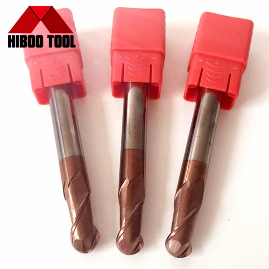 2f HRC55 Color-Ring Coating Tungsten Steel Carbide Ball End Milling Cutter